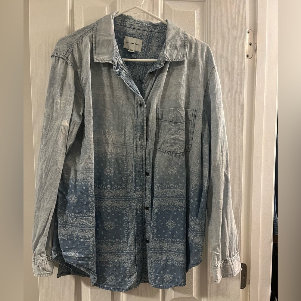 American eagle Blue Ombre Button-Up Shirt. Cowboy/western theme!